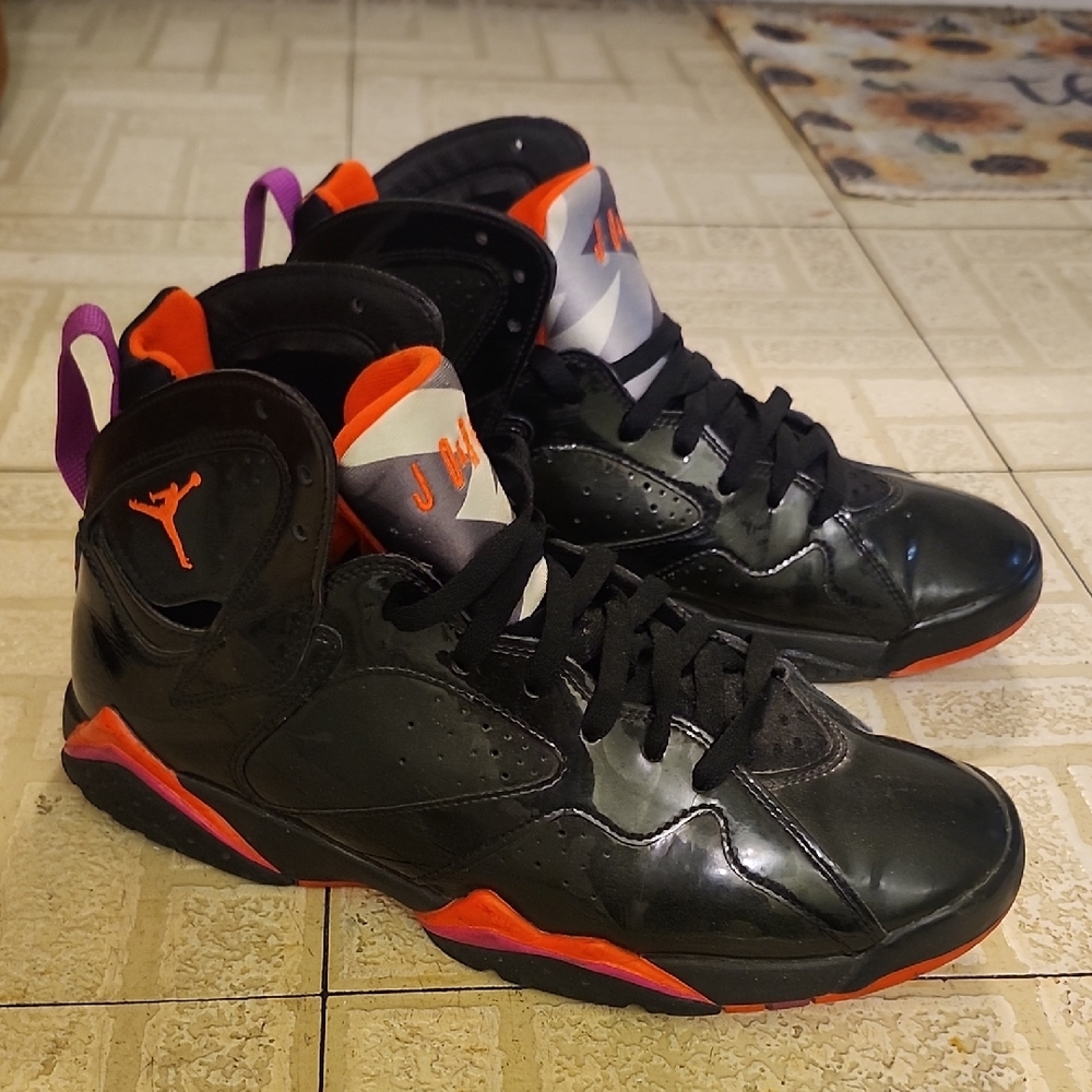 Jordan Black and Orange Athletic Shoes
